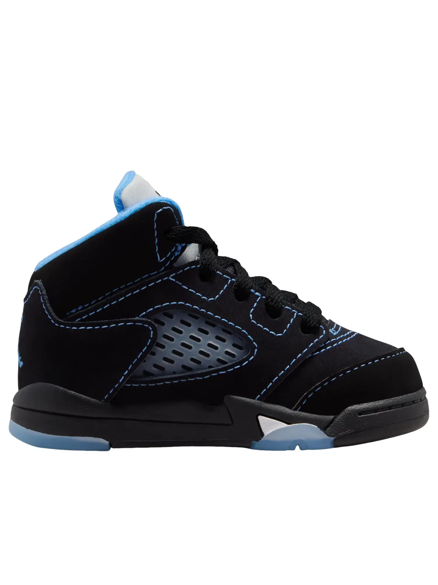 Детские кроссовки для малышей с кожаным верхом Air Jordan 5 Retro Black Carolina — изображение 2 из 7, черный