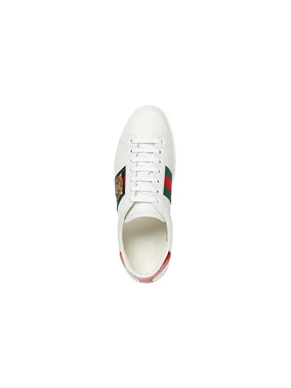Кроссовки ace series cowhide embroidered sports shoe 'white' Gucci — изображение 3 из 4, белый/зеленый/красный