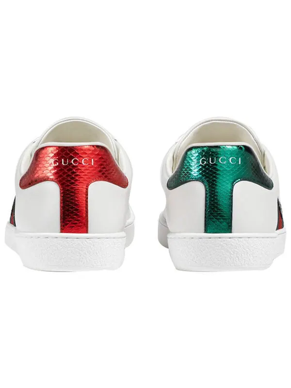 Кроссовки ace series cowhide embroidered sports shoe 'white' Gucci — изображение 4 из 4, белый/зеленый/красный