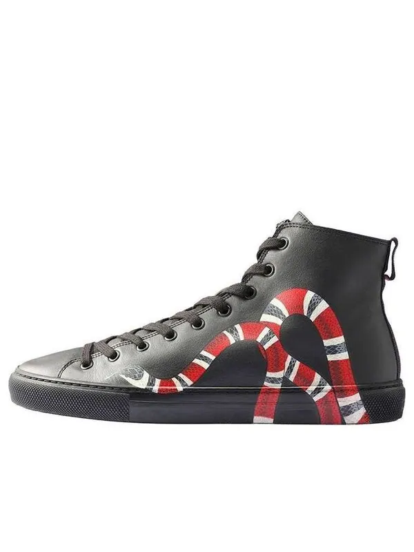 Кроссовки leather high top 'snake' Gucci — изображение 1 из 4, черный