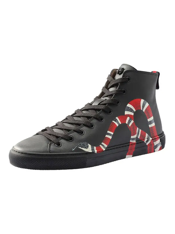 Кроссовки leather high top 'snake' Gucci — изображение 2 из 4, черный