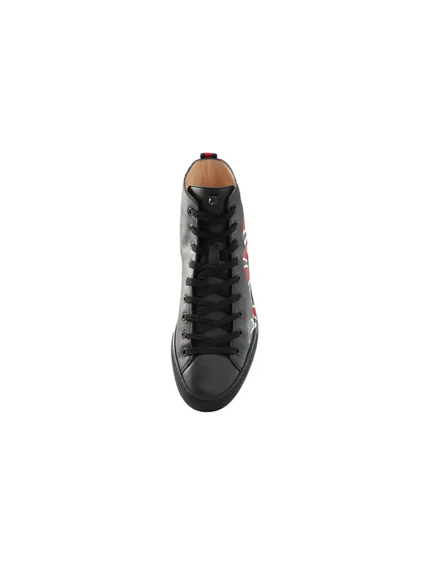 Кроссовки leather high top 'snake' Gucci — изображение 3 из 4, черный