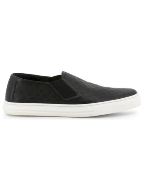 Кроссовки microssima pattern leather slip on 'black' Gucci — изображение 2 из 4, черный