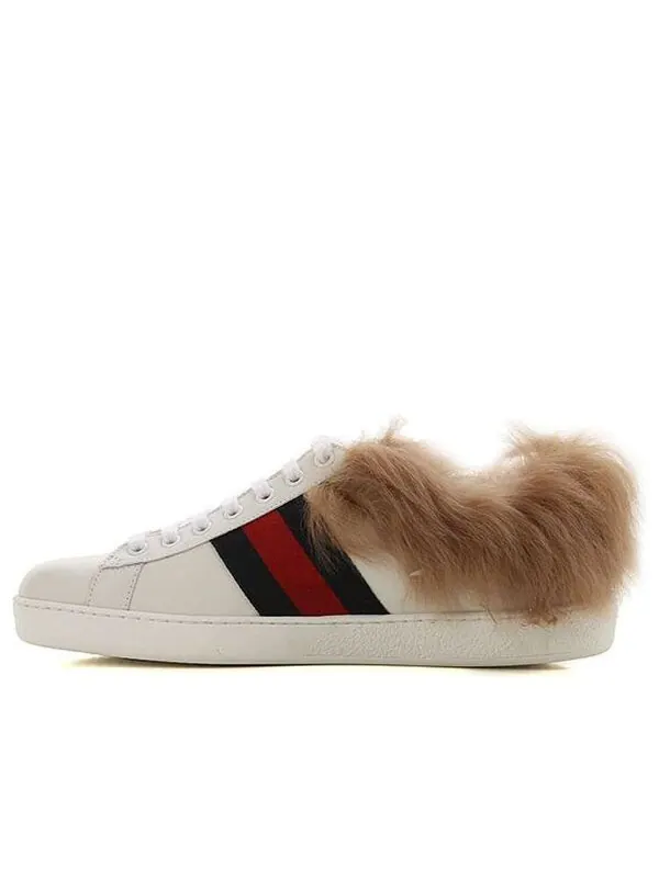 Кроссовки ace wool embroidered 'bee' Gucci — изображение 1 из 4, белый/черный/красный
