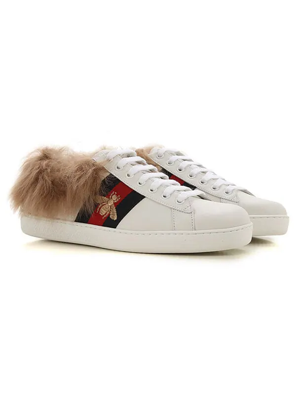 Кроссовки ace wool embroidered 'bee' Gucci — изображение 3 из 4, белый/черный/красный