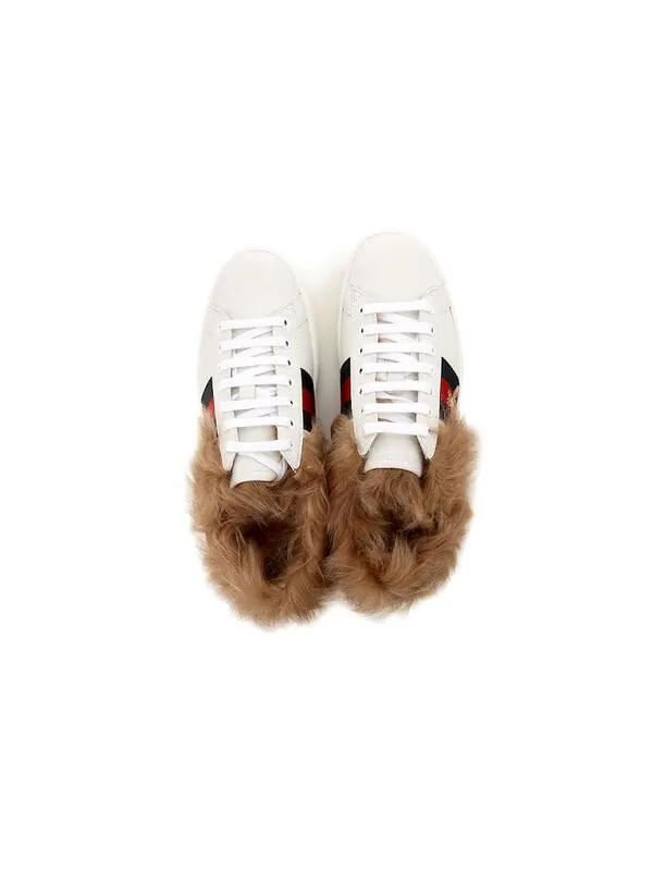 Кроссовки ace wool embroidered 'bee' Gucci — изображение 4 из 4, белый/черный/красный