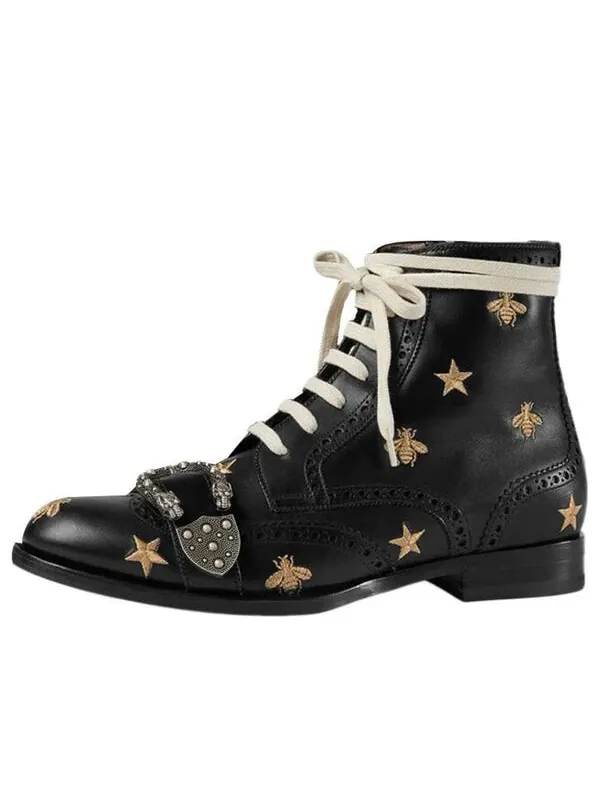 Кроссовки queercore bee accent lace-up boots 'black' Gucci — изображение 1 из 4, черный