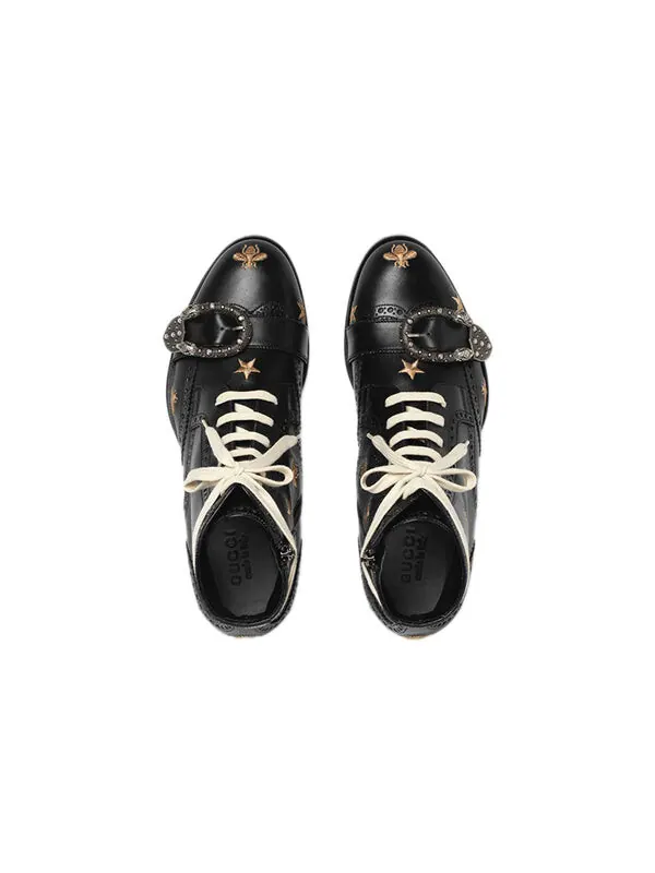 Кроссовки queercore bee accent lace-up boots 'black' Gucci — изображение 3 из 4, черный