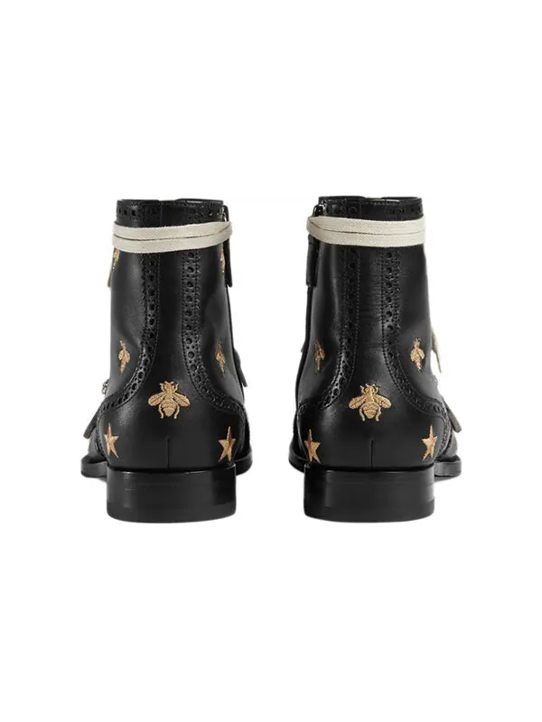 Кроссовки queercore bee accent lace-up boots 'black' Gucci — изображение 4 из 4, черный