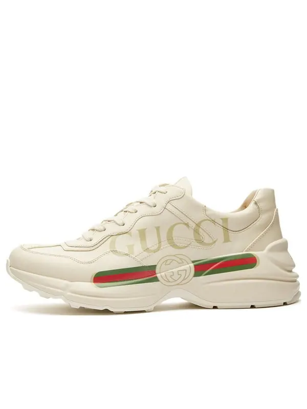 Кроссовки rhython leather sneaker 'logo' Gucci — изображение 1 из 5, слоновая кость
