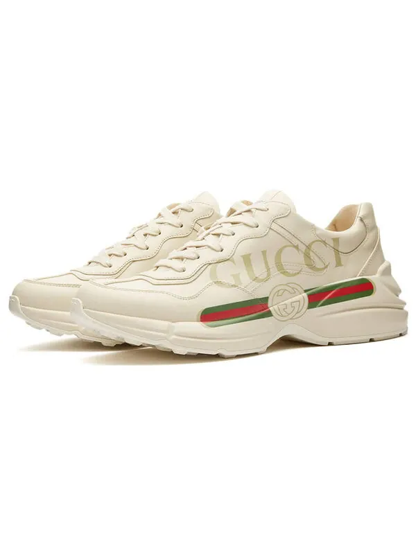 Кроссовки rhython leather sneaker 'logo' Gucci — изображение 2 из 5, слоновая кость