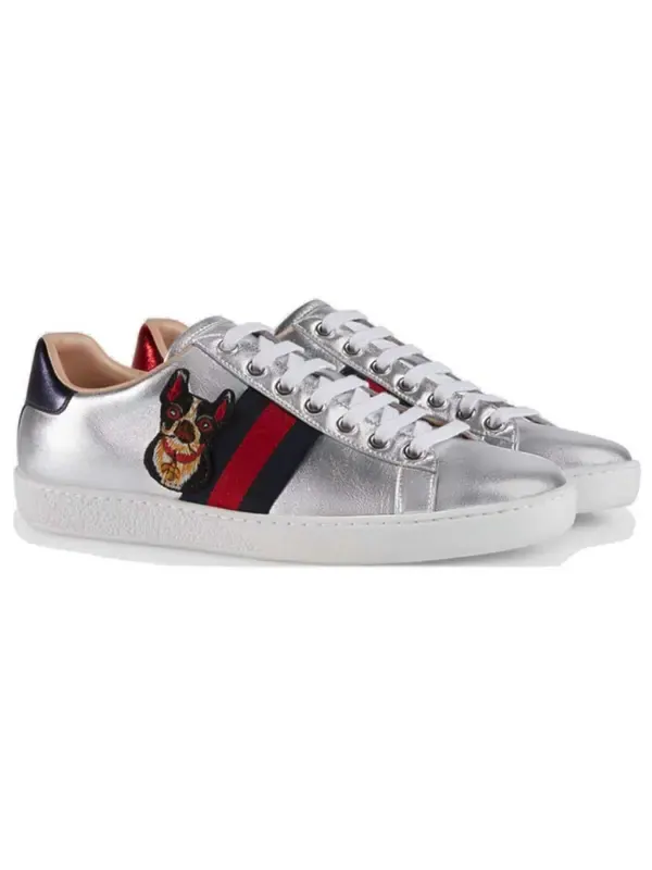 Кроссовки ace 'year of the dog - metallic silver' Gucci — изображение 3 из 3, металлик серебристый