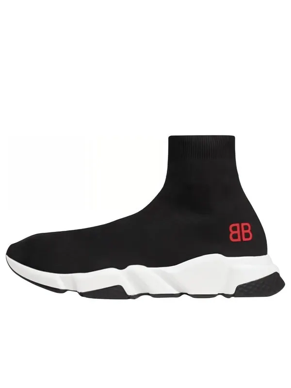 Кроссовки speed sneakers 'black knit with red bb logo' Balenciaga — изображение 1 из 4, черный/белый/красный