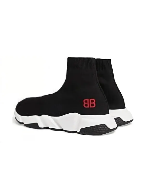 Кроссовки speed sneakers 'black knit with red bb logo' Balenciaga — изображение 3 из 4, черный/белый/красный