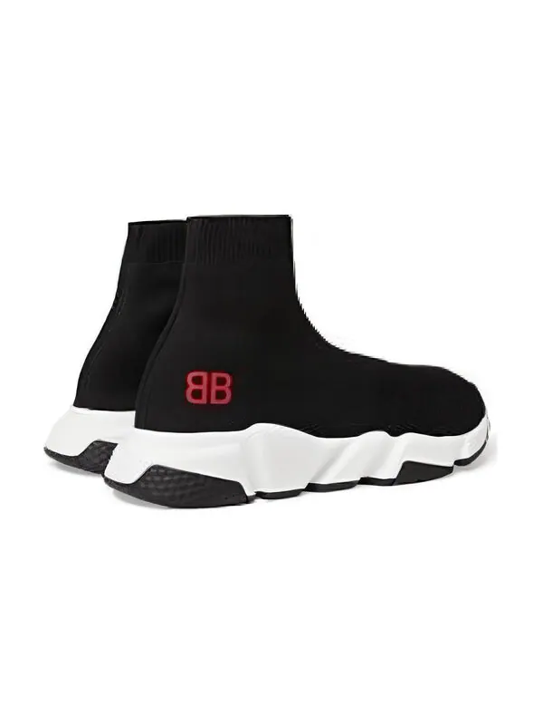 Кроссовки speed sneakers 'black knit with red bb logo' Balenciaga — изображение 4 из 4, черный/белый/красный