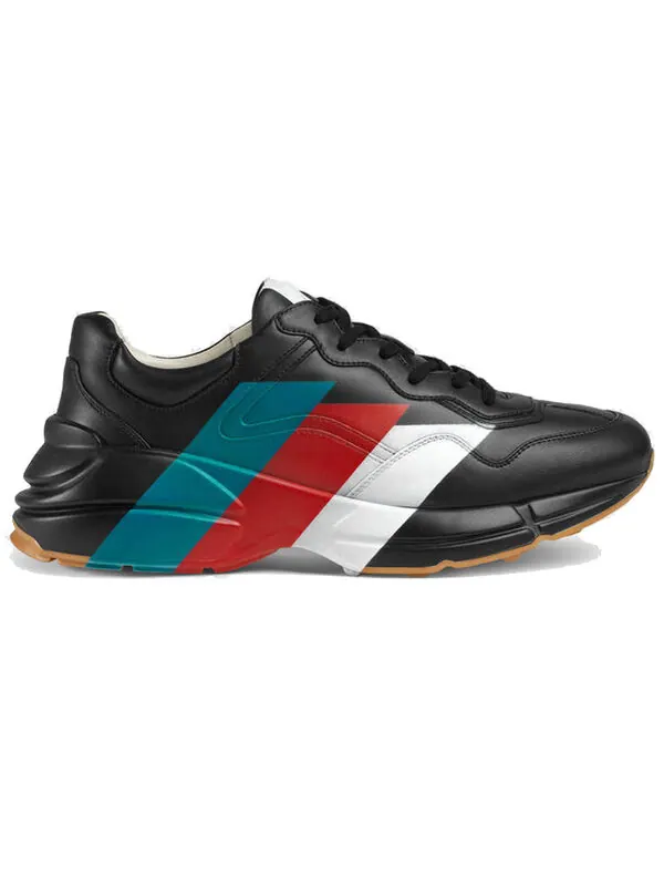 Кроссовки rhyton 'web print - black' Gucci — изображение 2 из 4, черный