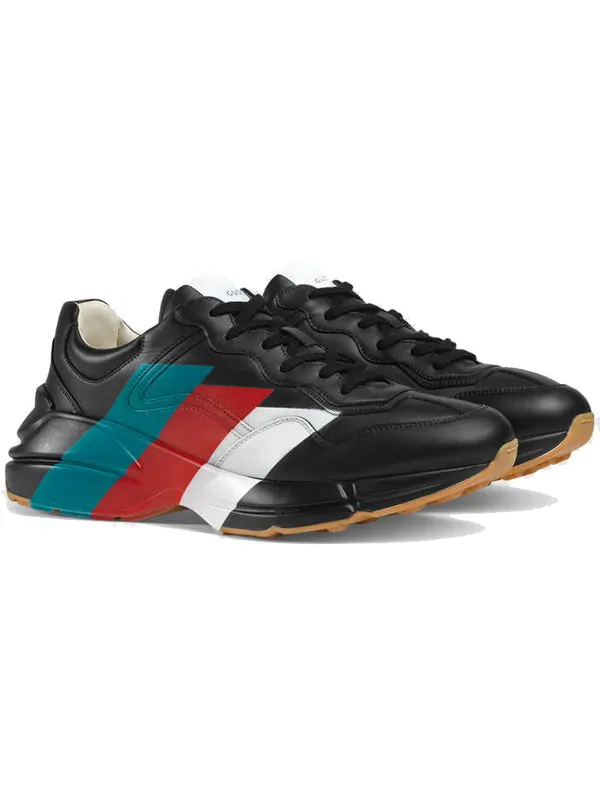 Кроссовки rhyton 'web print - black' Gucci — изображение 3 из 4, черный