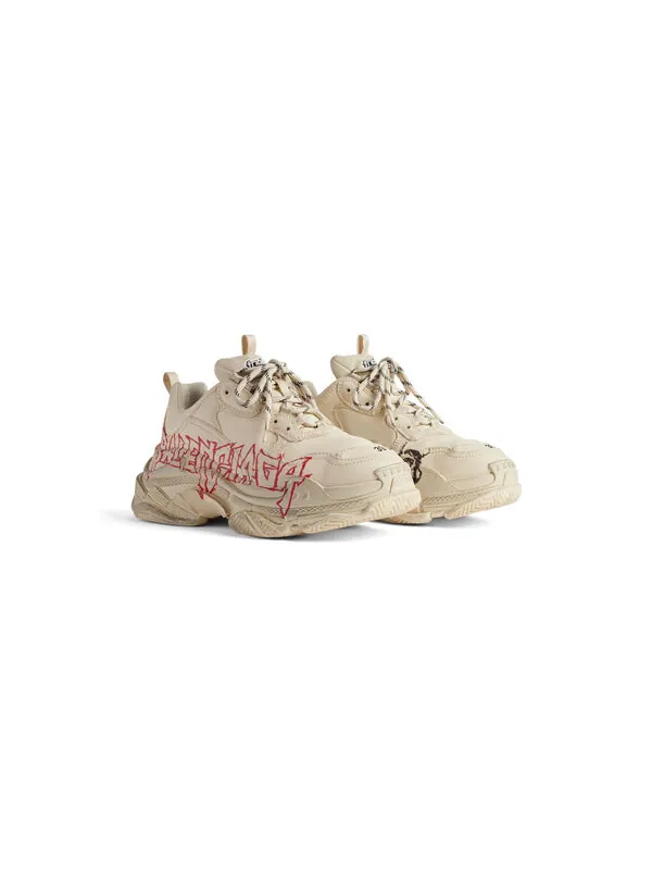 Кроссовки triple s diy metal 'beige red black' Balenciaga — изображение 2 из 4, бежевый/красный/черный
