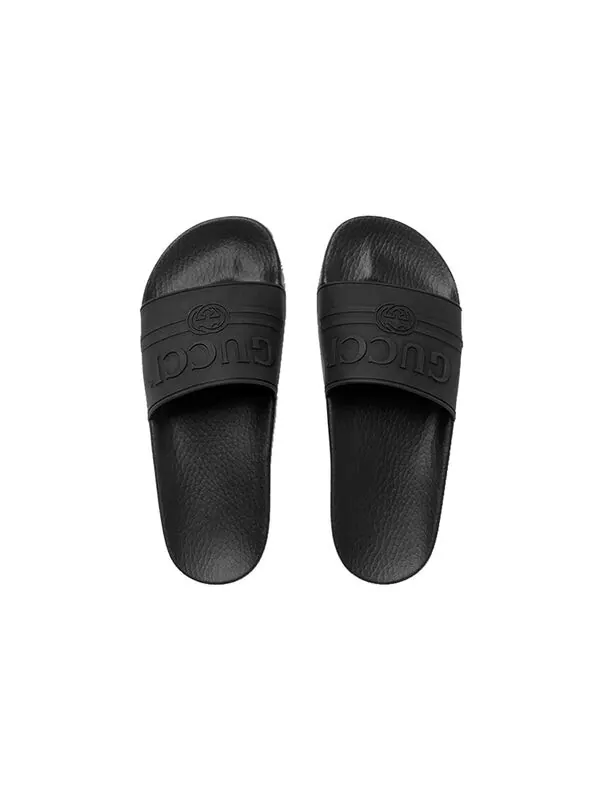 Сандалии logo rubber slide 'black' Gucci — изображение 4 из 4, черный