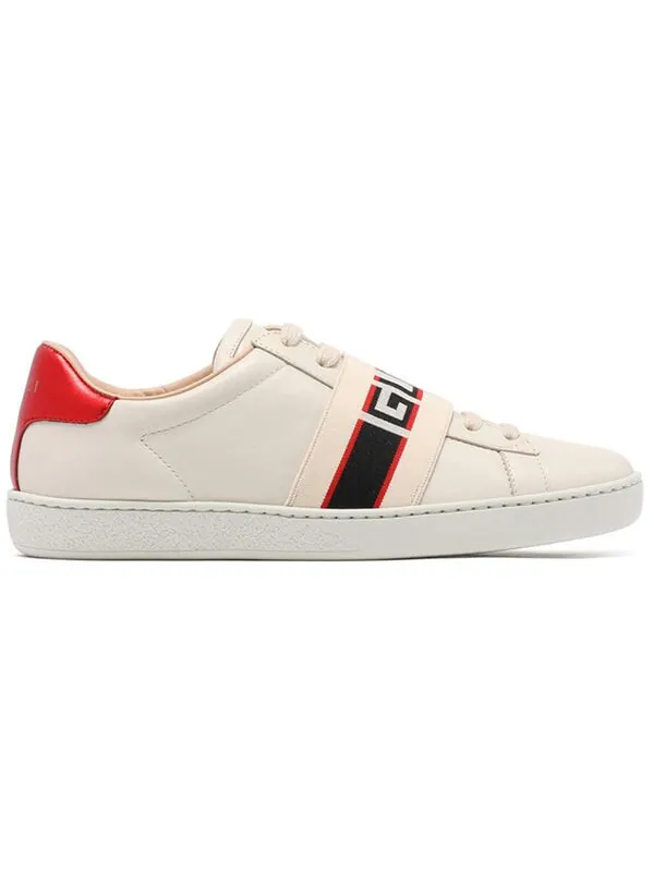 Кроссовки ace 'stripe ivory' Gucci — изображение 2 из 4, белый/зеленый