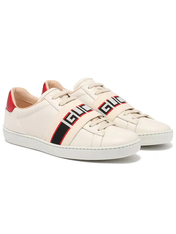 Кроссовки ace 'stripe ivory' Gucci — изображение 3 из 4, белый/зеленый