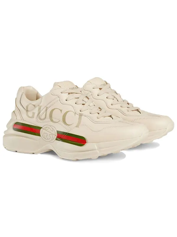 Кроссовки rhyton leather sneaker 'logo' Gucci — изображение 2 из 4, белый