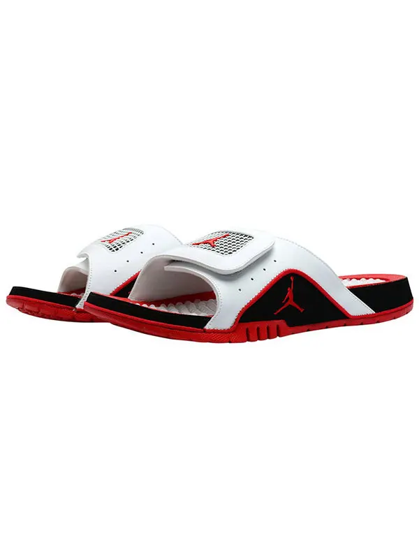 Тапочки hydro 4 retro 'white fire red' Air Jordan — изображение 3 из 4, белый/красный-черный