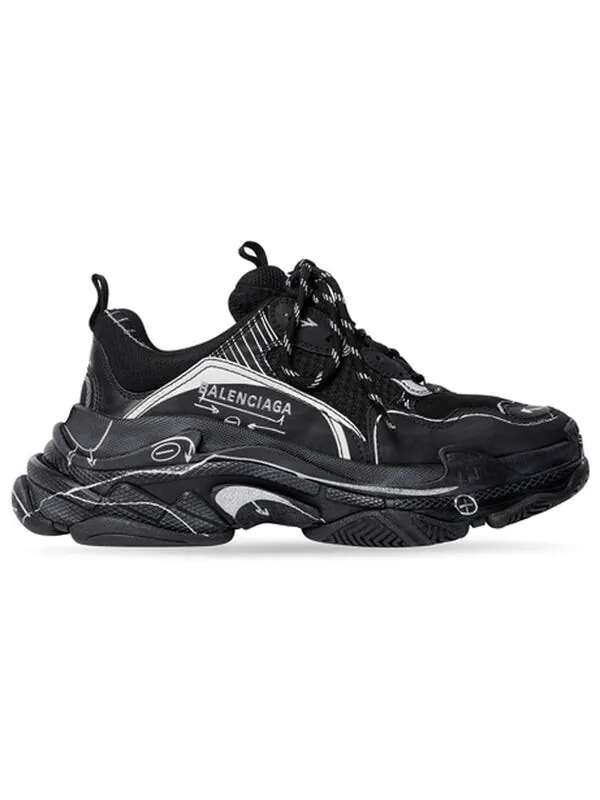 Кроссовки triple s 'black white' Balenciaga — изображение 2 из 4, черный/белый
