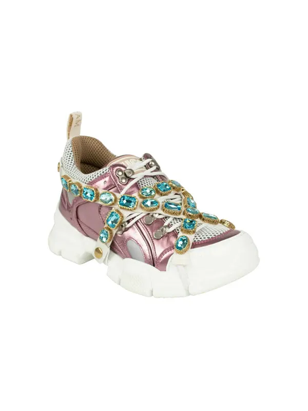 Кроссовки flashtrek 'pink crystals' Gucci — изображение 2 из 4, розовый/белый/серый