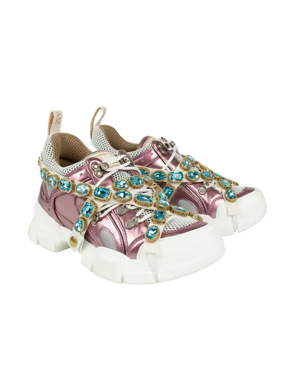 Кроссовки flashtrek 'pink crystals' Gucci — изображение 3 из 4, розовый/белый/серый