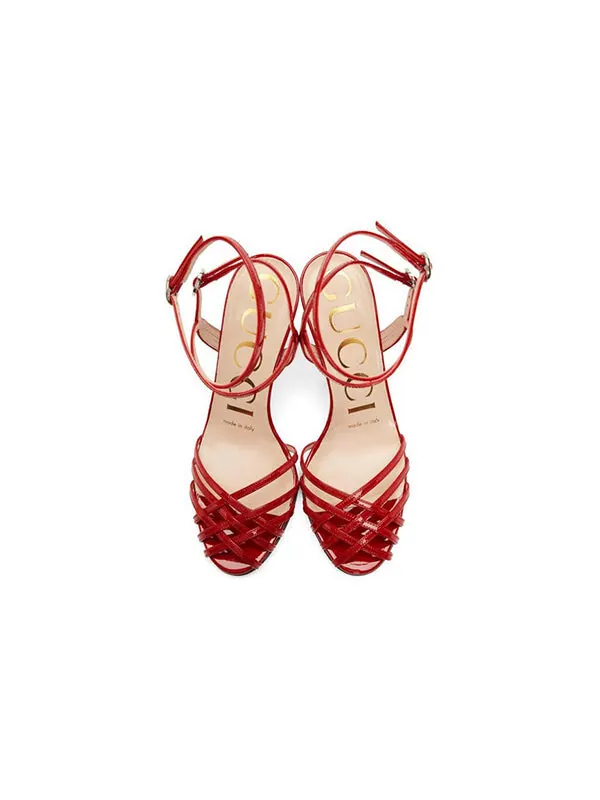 Кроссовки draconia patent strappy sandals 39 'red' Gucci — изображение 2 из 4, красный