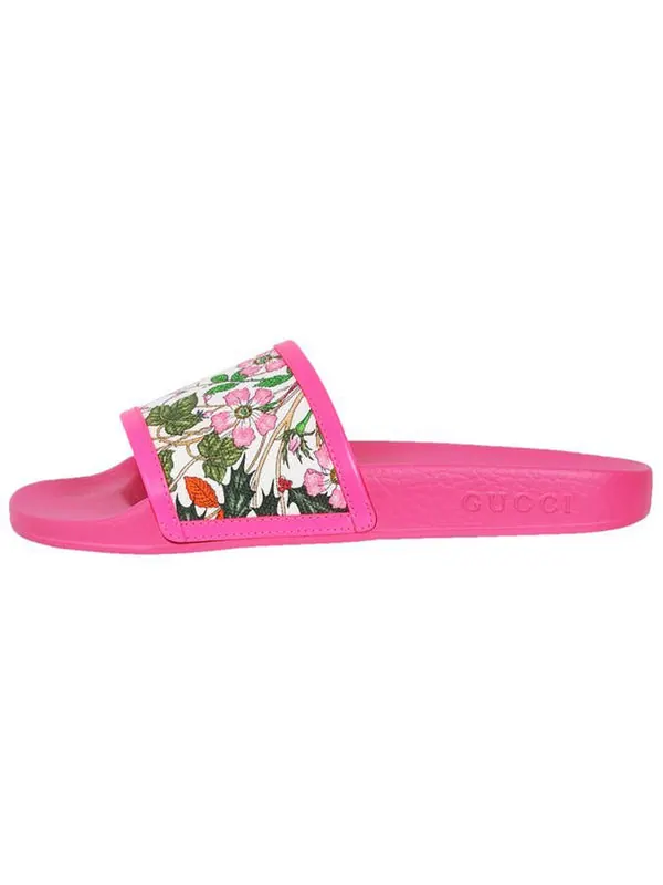 Тапочки pursuit pool slide 'pink floral' Gucci — изображение 2 из 4, розовый/мульти