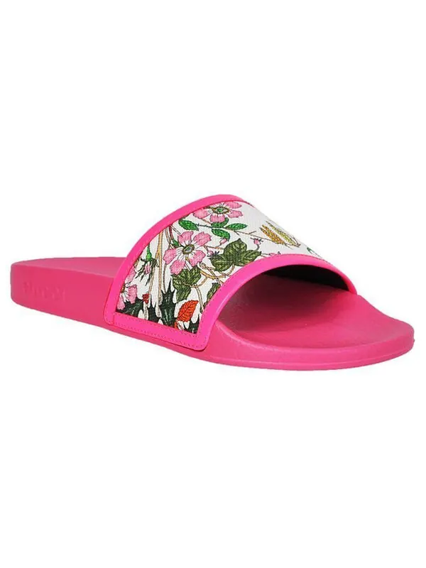 Тапочки pursuit pool slide 'pink floral' Gucci — изображение 3 из 4, розовый/мульти