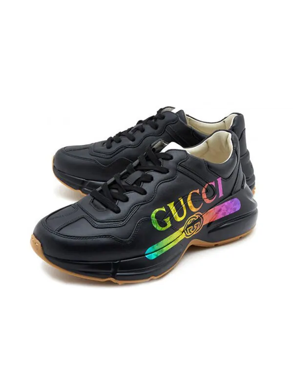 Кроссовки rhyton 'iridescent logo' Gucci — изображение 2 из 4, черный