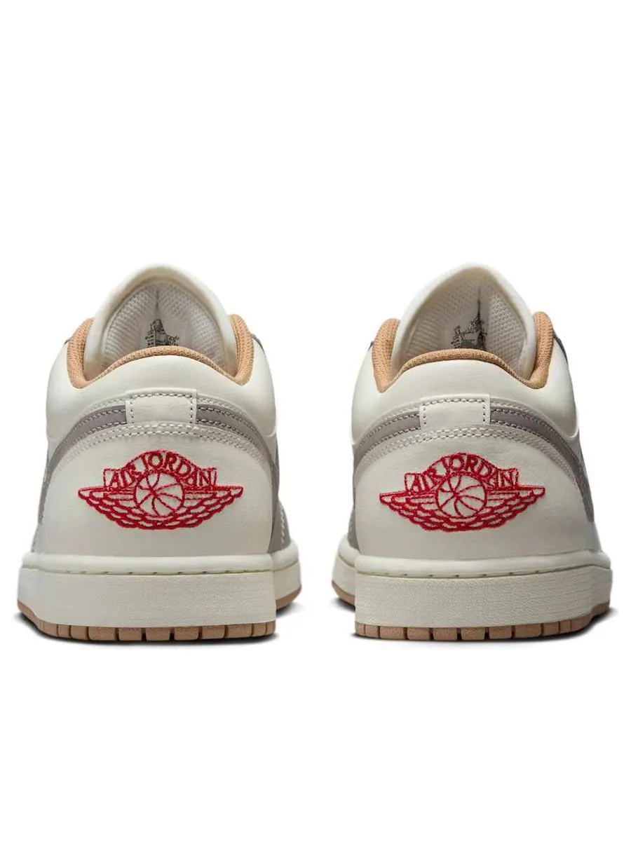 Кроссовки Air Jordan 1 Low 'Sail Fire Red College Grey' — изображение 5 из 6, бежевый