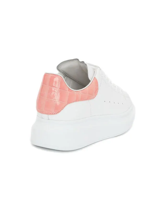 Кроссовки oversized sneaker 'white pastel pink crocodile' Alexander Mcqueen — изображение 4 из 4, белый/розовый