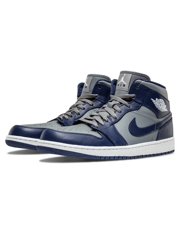 Кроссовки 1 средние Air Jordan — изображение 3 из 4, серый/темно-синий-белый