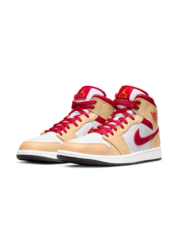 Кроссовки 1 средние Air Jordan — изображение 3 из 4, кремовый/красный