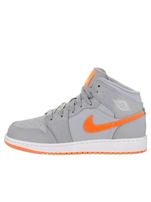 Кроссовки 1 mid wolf grey яркий цитрусовый Air Jordan — изображение 1 из 4, серый