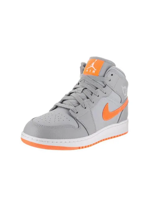 Кроссовки 1 mid wolf grey яркий цитрусовый Air Jordan — изображение 2 из 4, серый