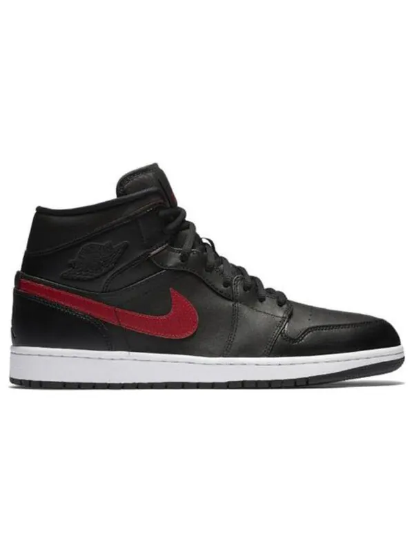 Кроссовки (GS) Air Jordan 1 Retro Mid 'Black Gym Red' — изображение 2 из 4, черный/красный-белый