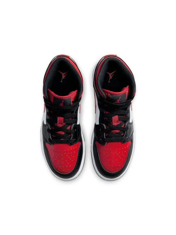 Кроссовки 1 mid 'black fire red' Air Jordan — изображение 4 из 4, черный/красный/белый