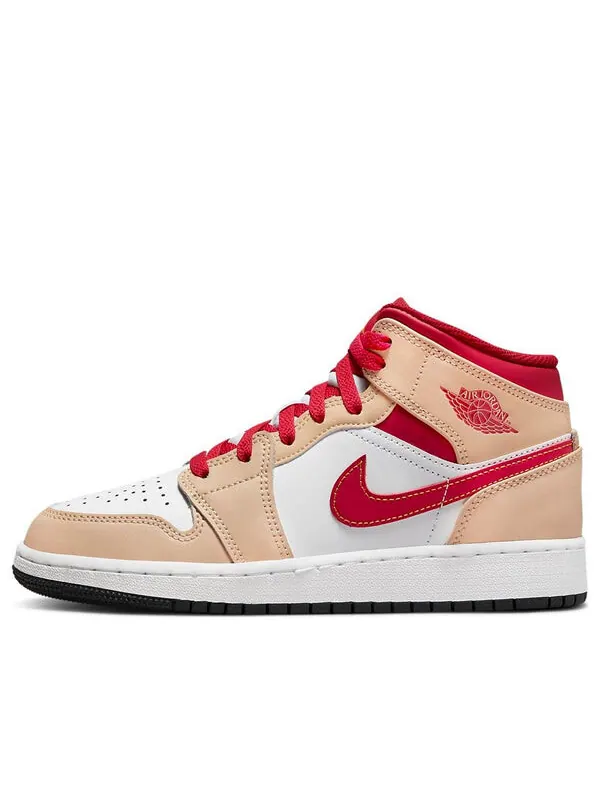 Кроссовки 1 mid 'light curry cardinal red' Air Jordan — изображение 1 из 4, желтый/белый