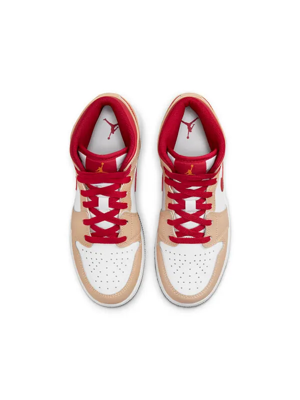 Кроссовки 1 mid 'light curry cardinal red' Air Jordan — изображение 4 из 4, желтый/белый