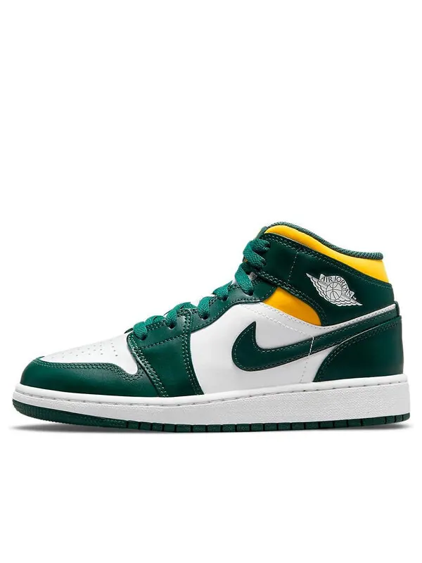 Кроссовки 1 средние Air Jordan — изображение 1 из 4, белый/зеленый/желтый