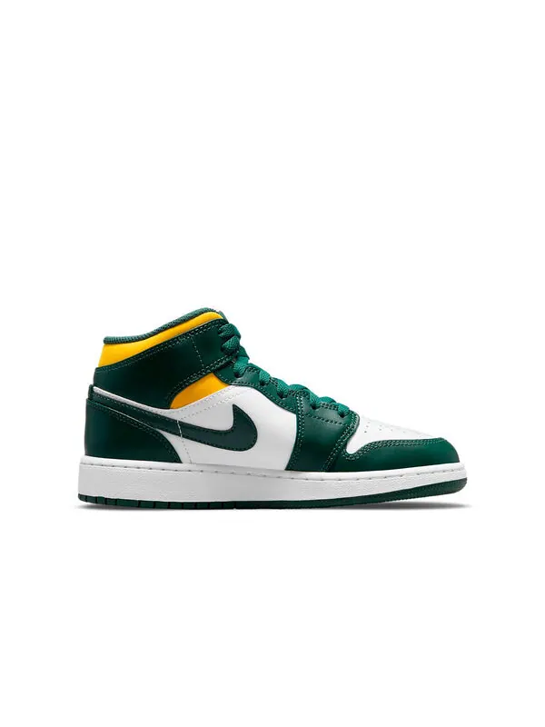 Кроссовки 1 средние Air Jordan — изображение 2 из 4, белый/зеленый/желтый