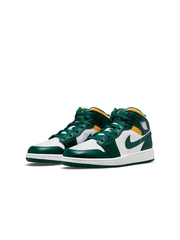 Кроссовки 1 средние Air Jordan — изображение 3 из 4, белый/зеленый/желтый