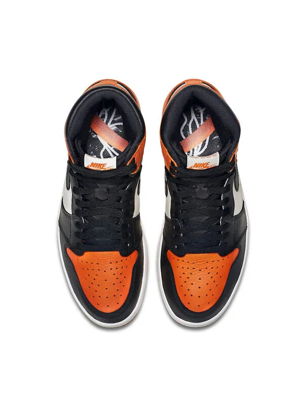 Кроссовки 1 ретро высокие og Air Jordan — изображение 3 из 4, черный/белый-оранжевый