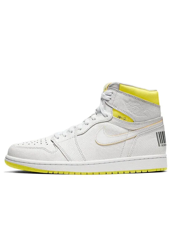 Кроссовки 1 ретро высокие og Air Jordan — изображение 1 из 4, белый/желтый-черный