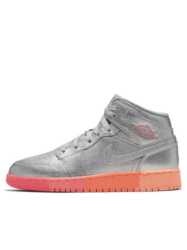 Кроссовки (GS) Air Jordan 1 Mid 'Metallic Silver Pink Crimson' — изображение 1 из 4